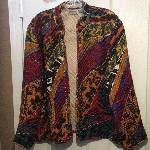 Chicos woven silk jacket 2 medium 12 - Picture 1 of 12